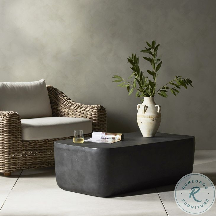 Basil Aged Grey Rectangular Outdoor Coffee Table