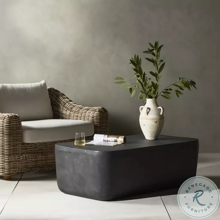 Basil Aged Grey Rectangular Outdoor Coffee Table