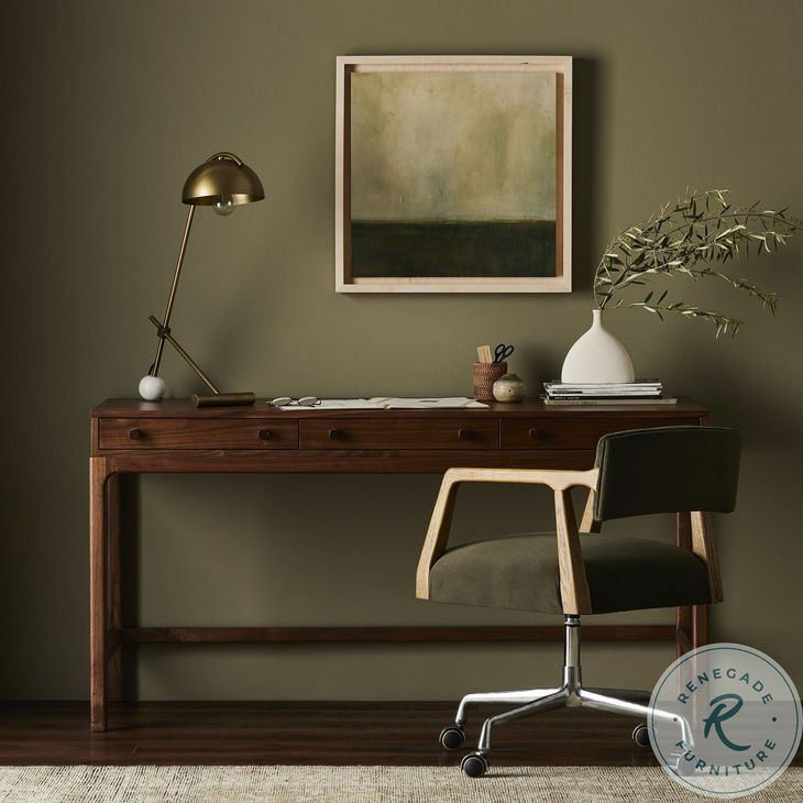 Arturo Natural Walnut Veneer 60" Drawer Desk