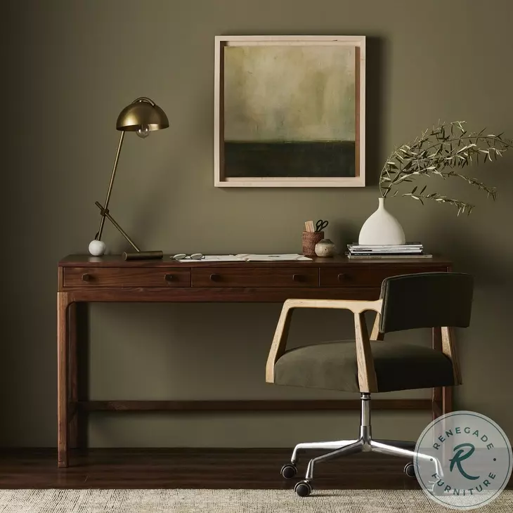 Arturo Natural Walnut Veneer 60" Drawer Desk