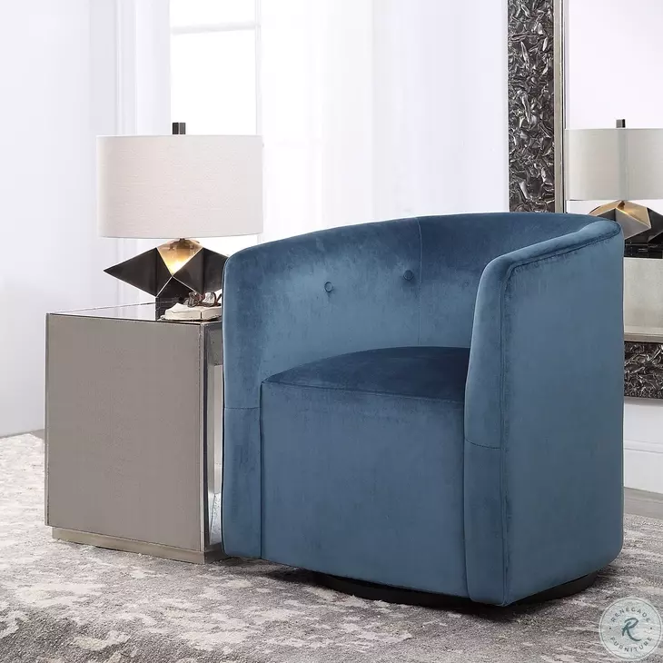 Liv Ink Blue Swivel Chair