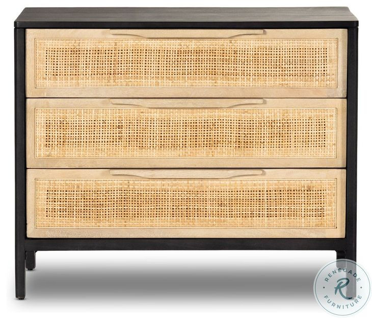 Sydney Black Wash Mango Large 3 Drawer Nightstand