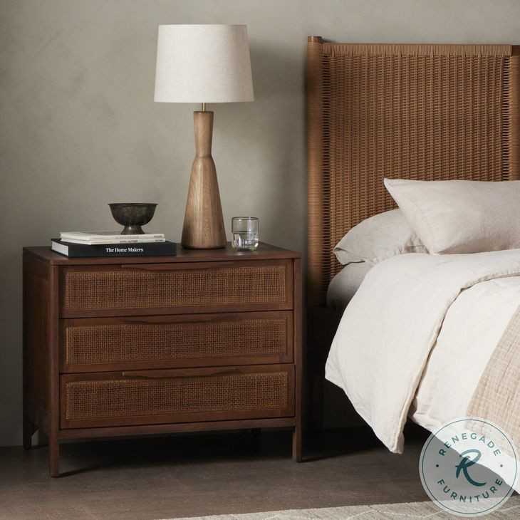 Sydney Brown Wash Mango Large 3 Drawer Nightstand