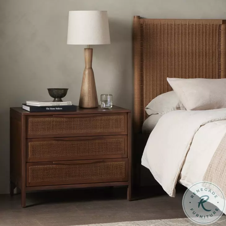 Sydney Brown Wash Mango Large 3 Drawer Nightstand