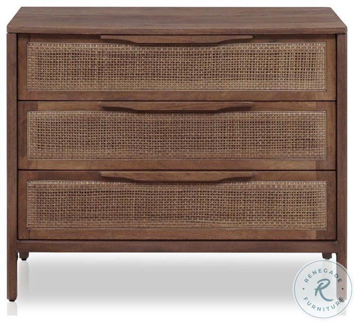 Sydney Brown Wash Mango Large 3 Drawer Nightstand