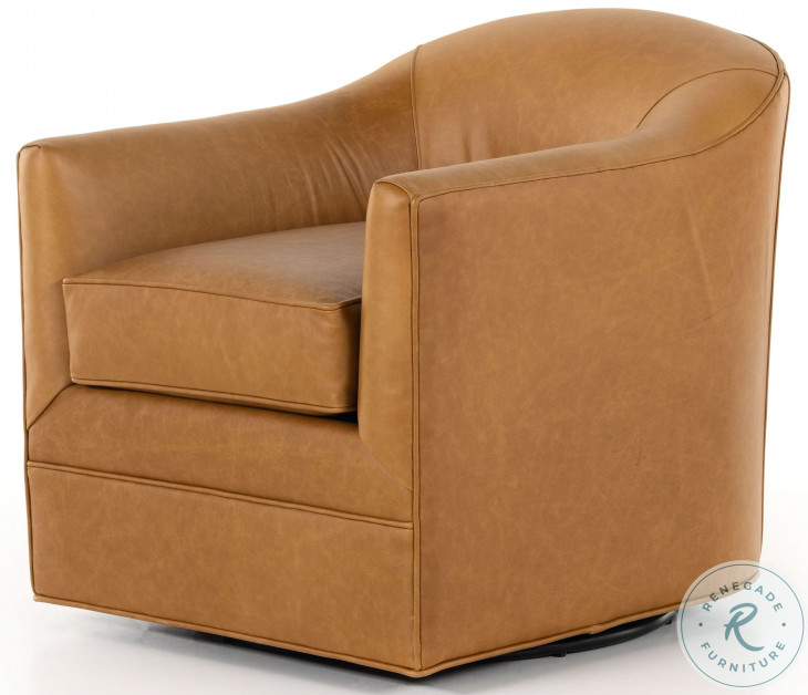 Quinton Ontario Camel Leather Swivel Chair from Four Hands Coleman
