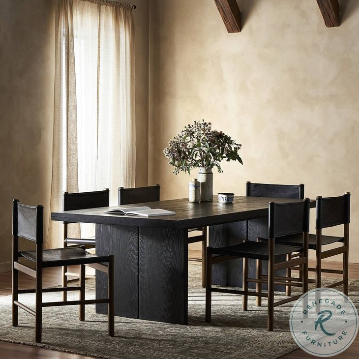 Warby Worn Black Oak Rectangular Dining Room Set