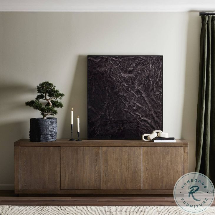 Warby Worn Oak Veneer 4 Door Sideboard