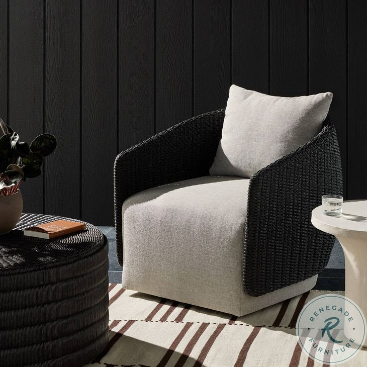 Maven Faux Black Hyacinth Outdoor Swivel Chair