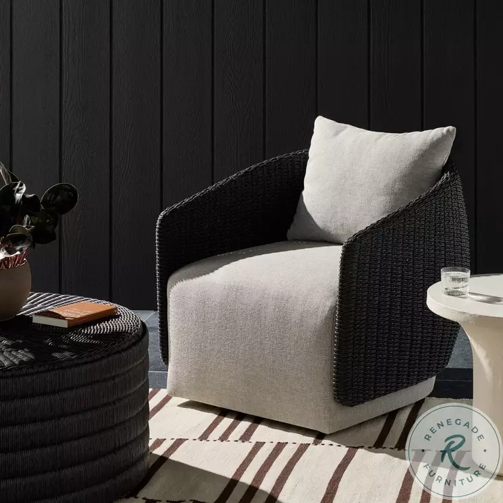 Maven Faux Black Hyacinth Outdoor Swivel Chair