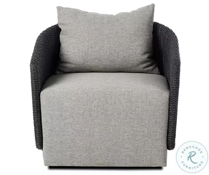 Maven Faux Black Hyacinth Outdoor Swivel Chair