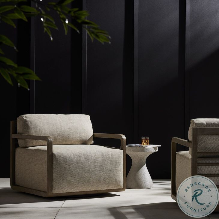 Stroud Washed Brown Outdoor Swivel Chair