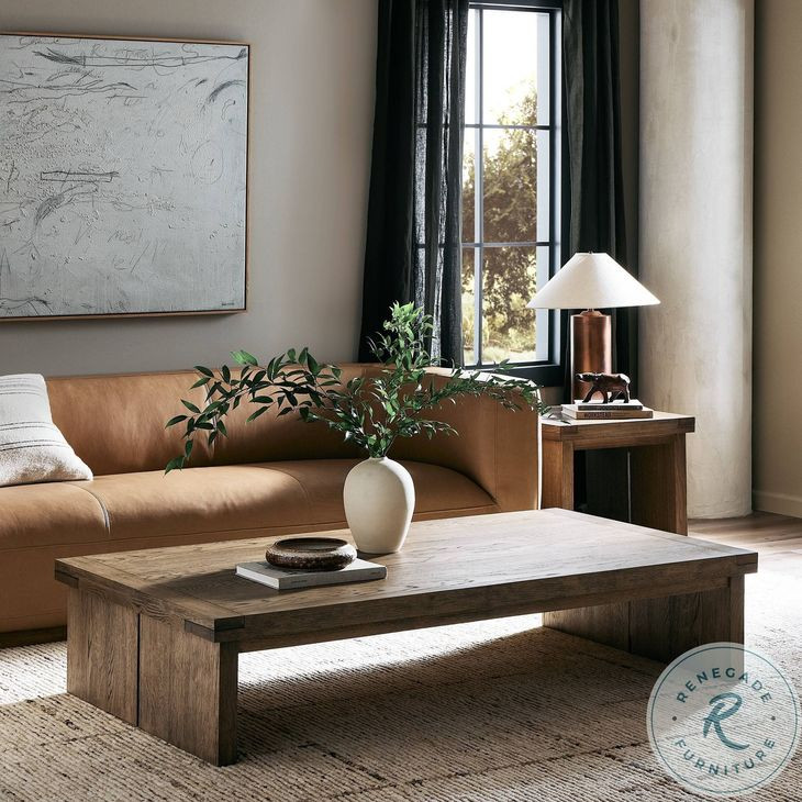 Warby Worn Oak Veneer Rectangular Coffee Table