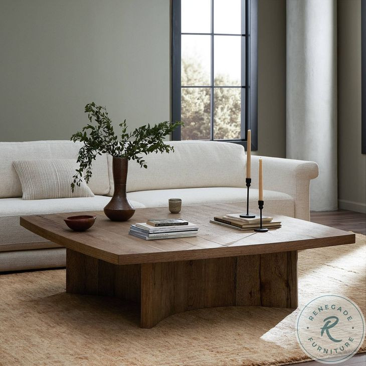 Brinton Rustic Oak Veneer Square Coffee Table