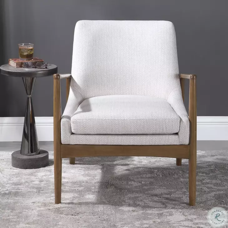 Tudor Taupe and White Accent Chair