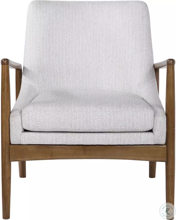 Bev Taupe and White Accent Chair