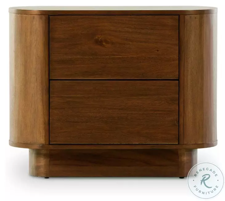 Paden Seasoned Brown Acacia 2 Drawer Nightstand