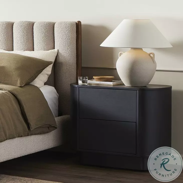 Paden Aged Black Acacia 2 Drawer Nightstand