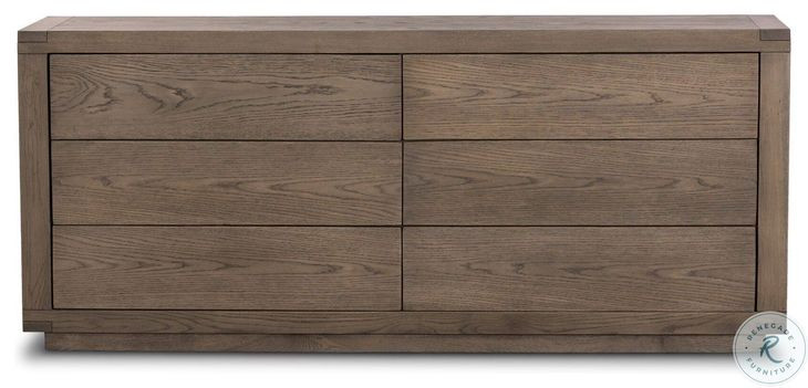 Warby Worn Oak Veneer 6 Drawer Dresser