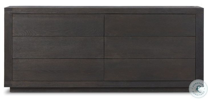 Warby Worn Black Oak Veneer 6 Drawer Dresser