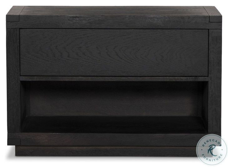 Warby Worn Black Oak Veneer 1 Drawer Nightstand