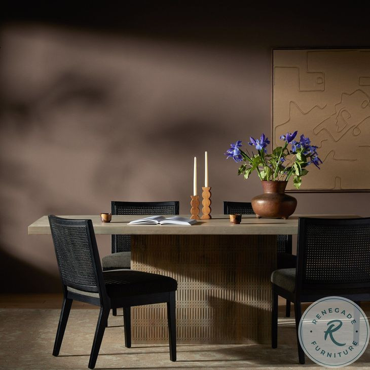 Kelby Light Wash Carved Mango 84" Rectangular Dining Table