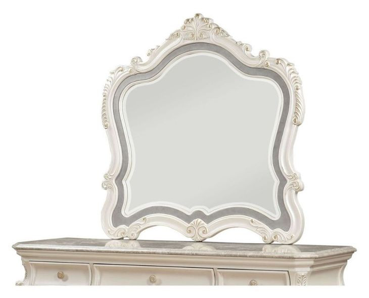 Chantelle Pearl White Arched Dresser Mirror