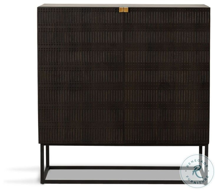 Kelby Carved Vintage Brown 2 Door Bar Cabinet