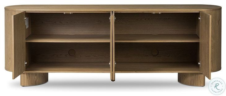 Paden Worn Oak Veneer 4 Door Sideboard