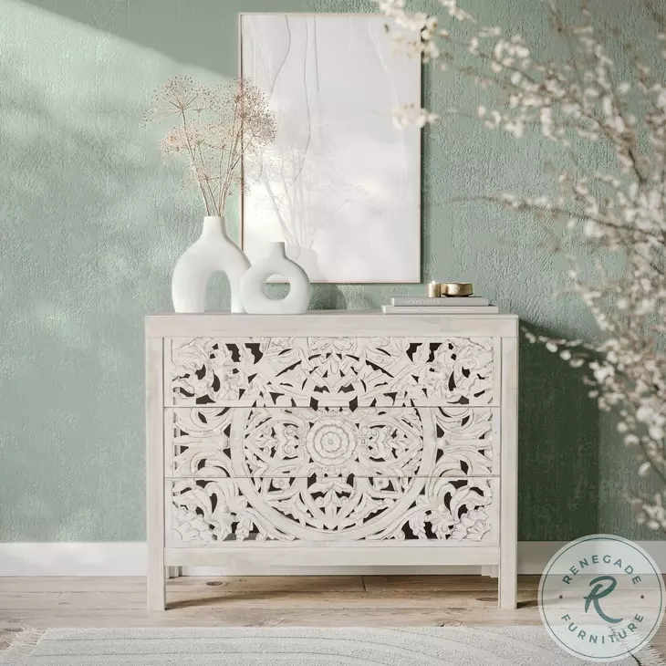 Jolie White Wash 3 Drawer Accent Chest