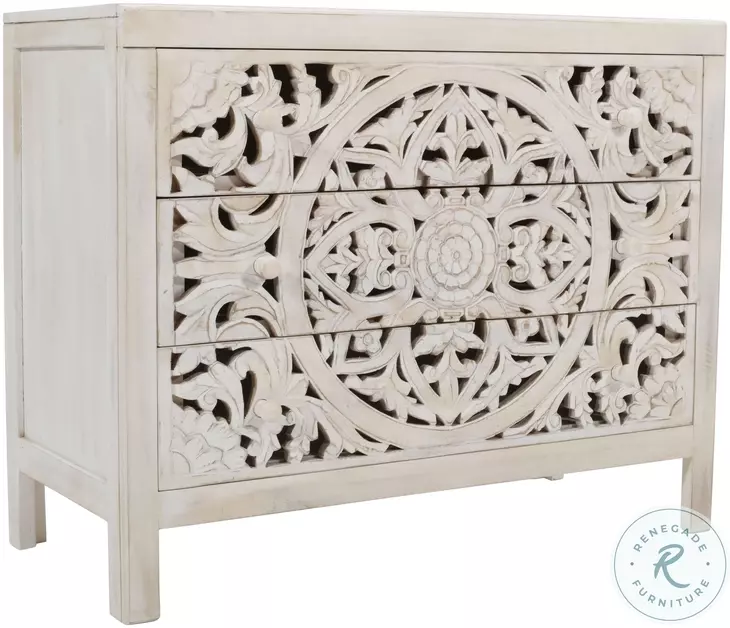 Jolie White Wash 3 Drawer Accent Chest