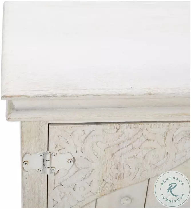 Taj White Wash 4 Door Sideboard Cabinet