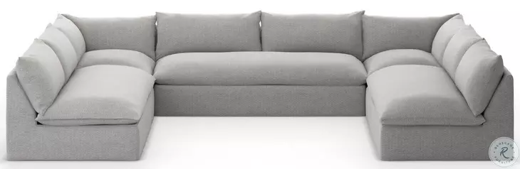 Grant Faye Ash Performance Fabric Outdoor 5 Piece Sectional