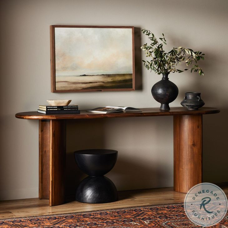 Paden Seasoned Brown Acacia 78" Large Console Table