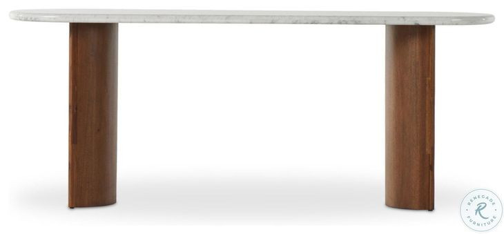 Paden Italian White Marble 78" Large Console Table