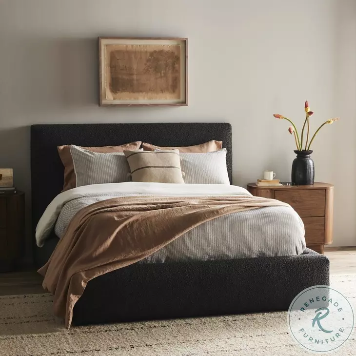 Quincy Lisbon Charcoal Performance Fabric King Upholstered Bed