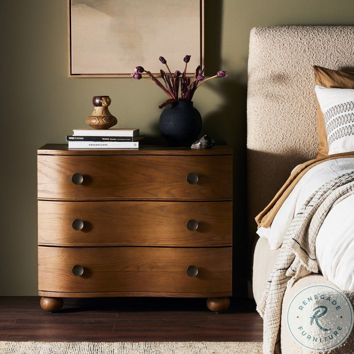 Tiago Toasted Oak Veneer 3 Drawer Nightstand