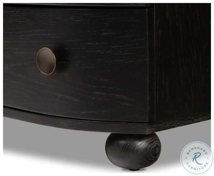 Tiago Distressed Black 3 Drawer Nightstand