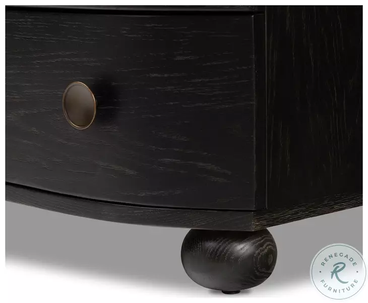 Tiago Distressed Black 3 Drawer Nightstand