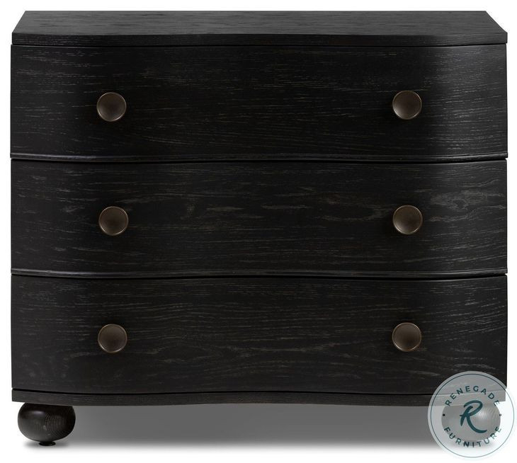 Tiago Distressed Black 3 Drawer Nightstand