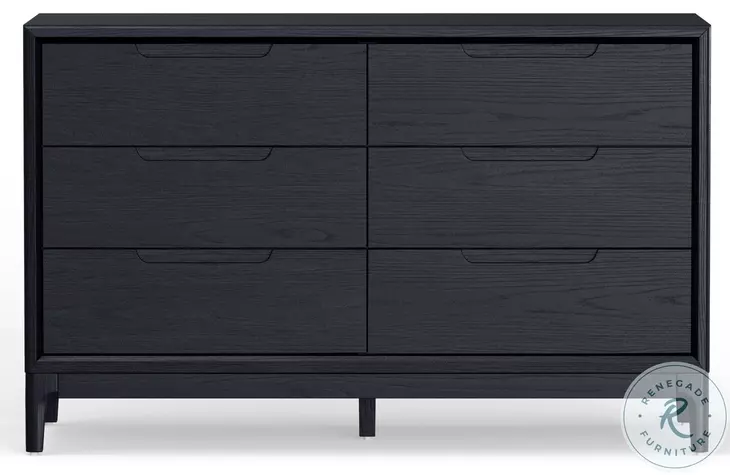 June Vintage Black 6 Drawer Dresser