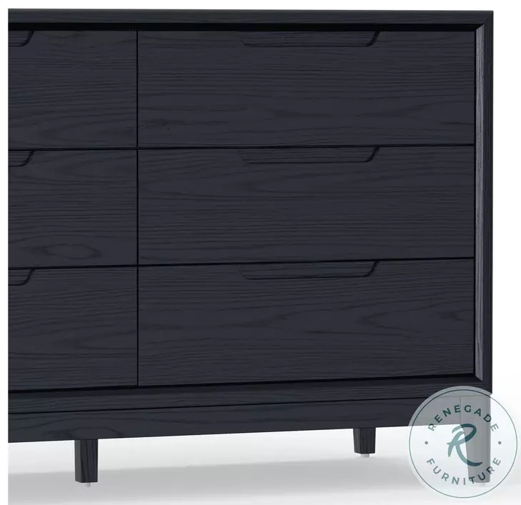 June Vintage Black 6 Drawer Dresser
