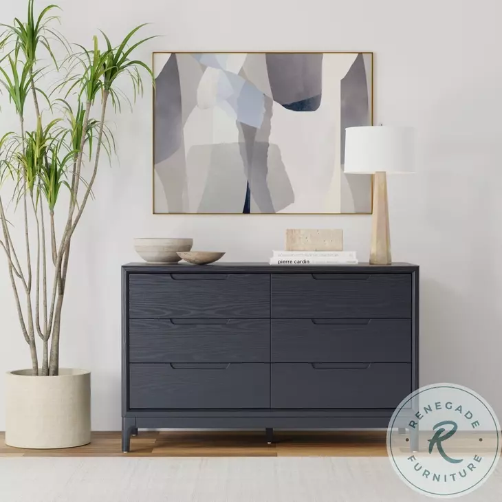 June Vintage Black 6 Drawer Dresser