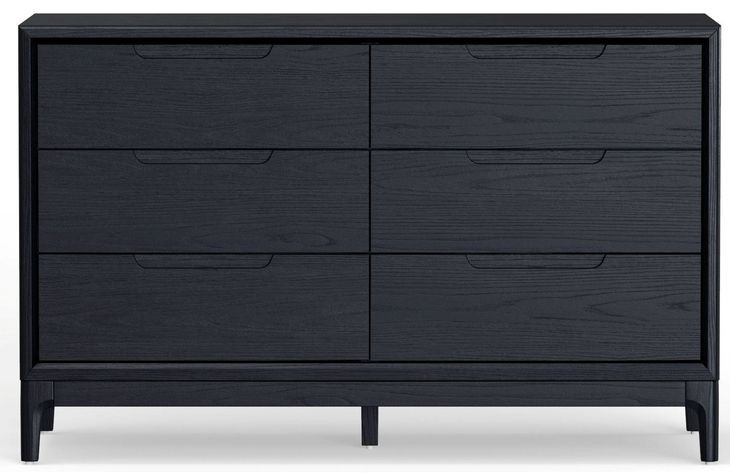 June Vintage Black 6 Drawers Dresser