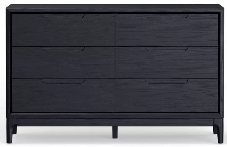 June Vintage Black 6 Drawers Dresser
