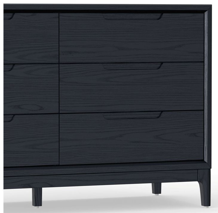 June Vintage Black 6 Drawers Dresser