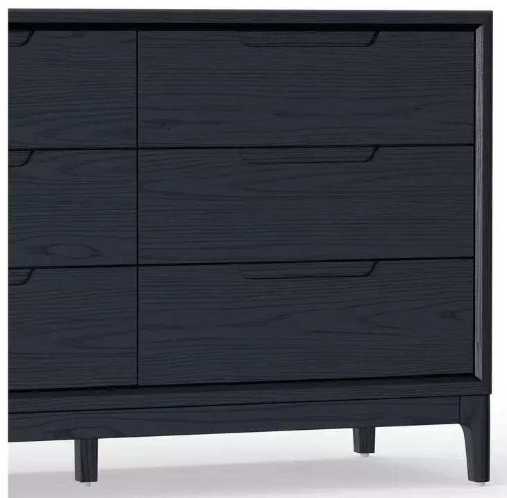 June Vintage Black 6 Drawers Dresser