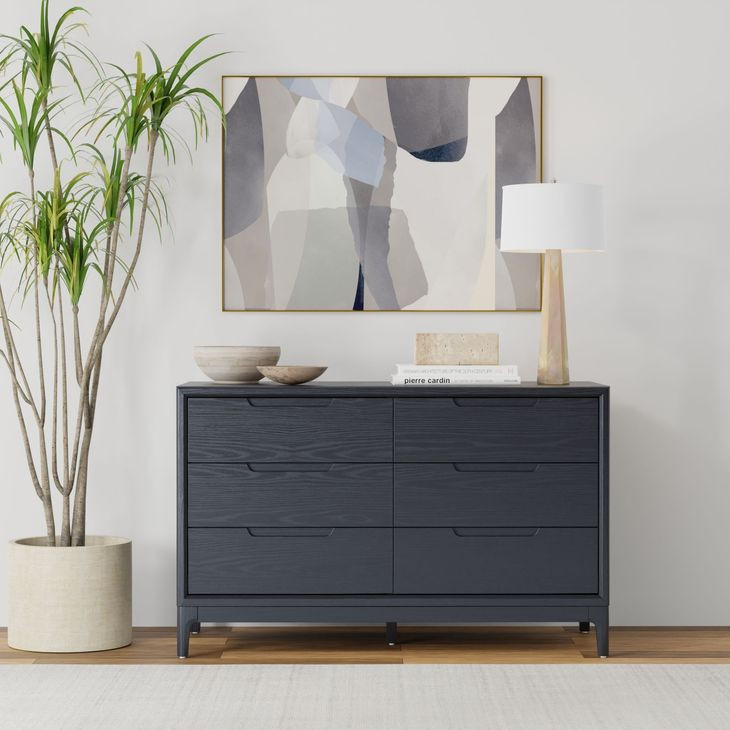 June Vintage Black 6 Drawers Dresser