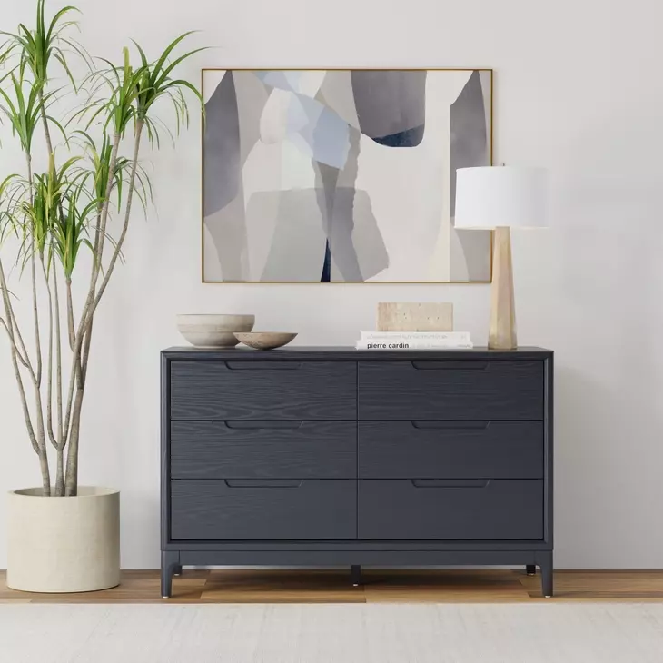 June Vintage Black 6 Drawers Dresser