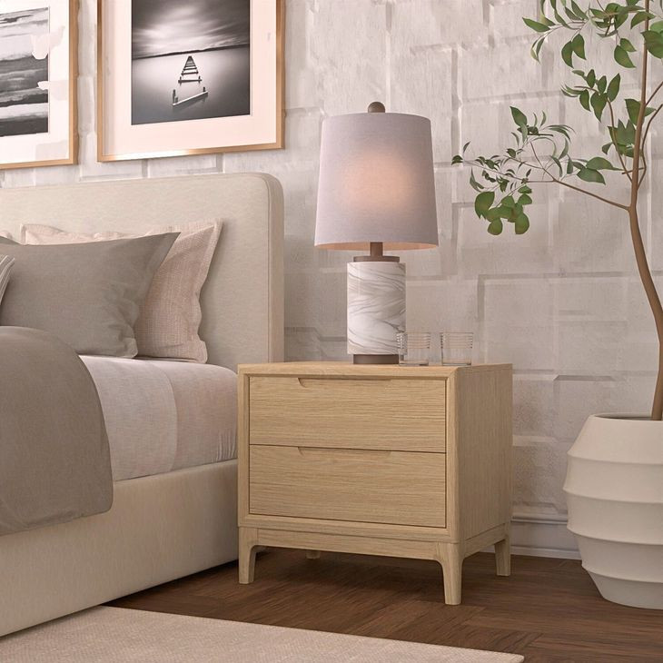 June Light Oak 2 Drawers Nightstand